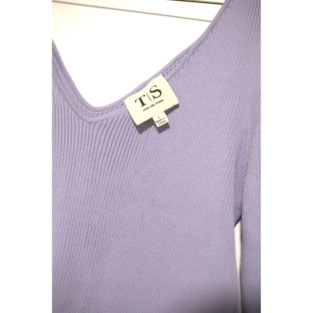 Twine and String Lavender Purple Asymmetrical One Shoulder Ribbed Knit Top L - Picture 5 of 6